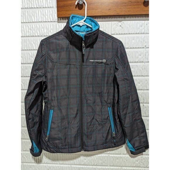 Free Country Women’s Teal Plush Lined Plaid Full Zip Ski Jacket Size Medium - Picture 1 of 7